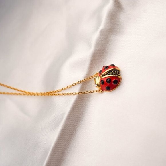 Kate Spade Gold Red Multi Little Ladybug Mini Pendant Necklace NEW - Picture 2 of 9